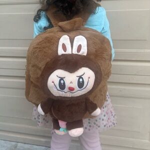 12” Brown Labubu Plush Animal Backpack for Kids